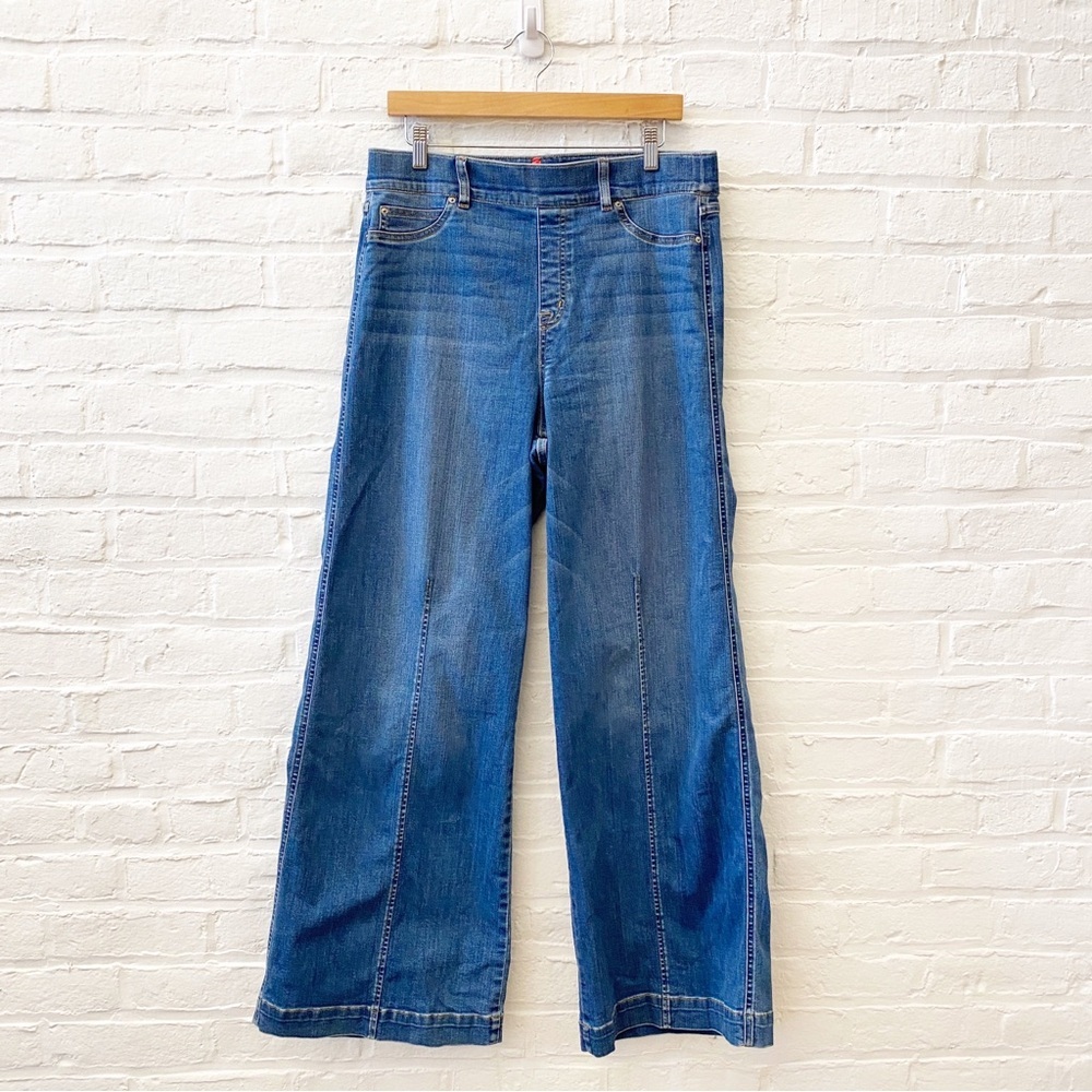Spanx || Wide Leg Jeans Pull On Front Seam‎ Blue XL - Picture 1 of 8